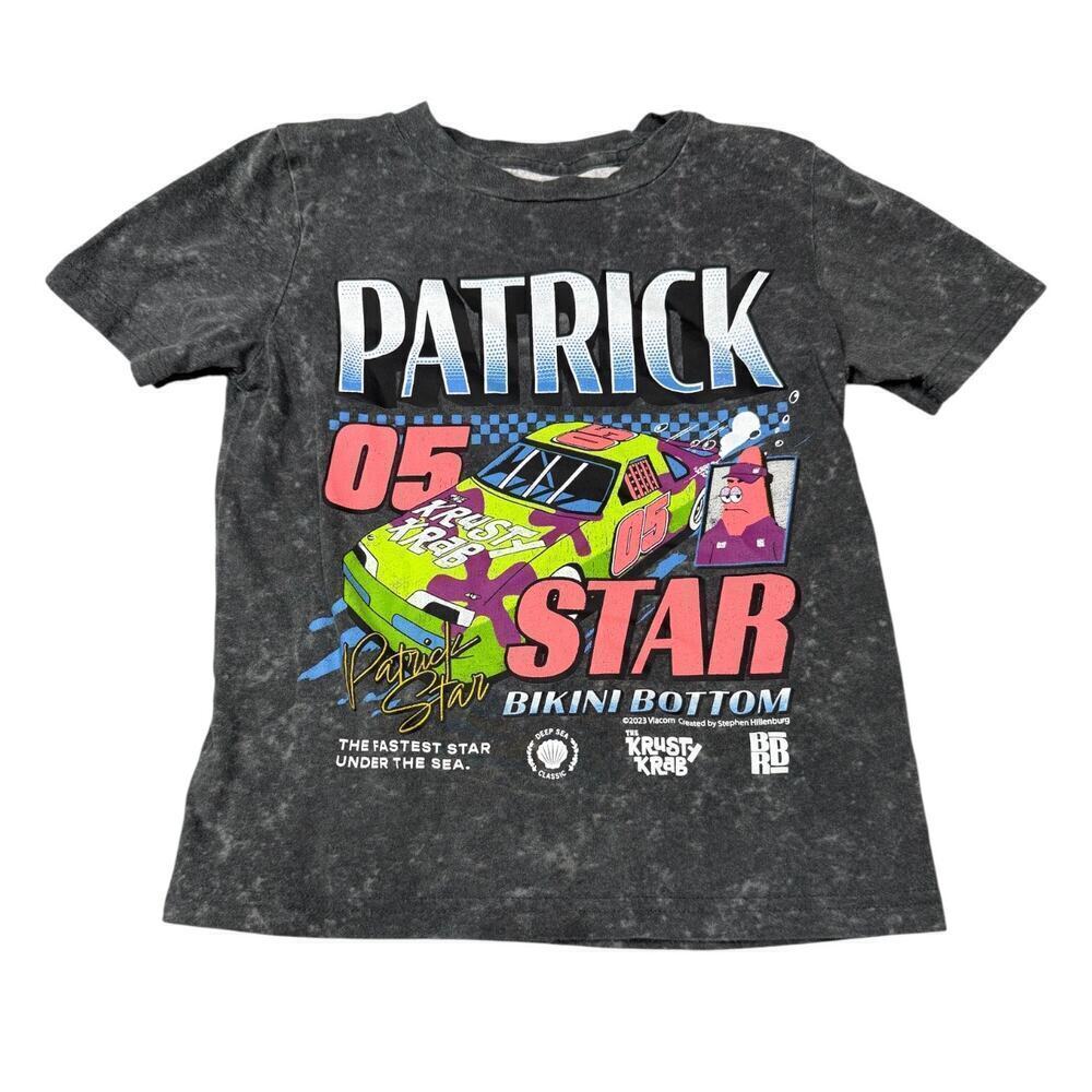 Abercrombie Kids Patrick Star NASCAR Graphic Tee Black Acid Wash Size 5/6